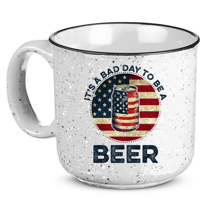 American Flag Beer Glass Its A B.A.D Day To Be A Beer 15oz Campfire Ceramic Mug