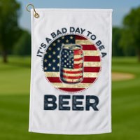 American Flag Beer Glass Its A B.A.D Day To Be A Beer Golf Towel
