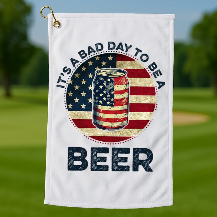 American Flag Beer Glass Its A B.A.D Day To Be A Beer Golf Towel