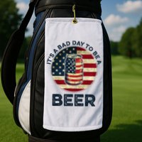 American Flag Beer Glass Its A B.A.D Day To Be A Beer Golf Towel