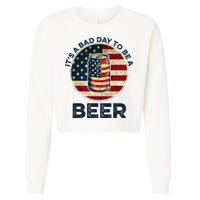 American Flag Beer Glass Its A B.A.D Day To Be A Beer Cropped Pullover Crew