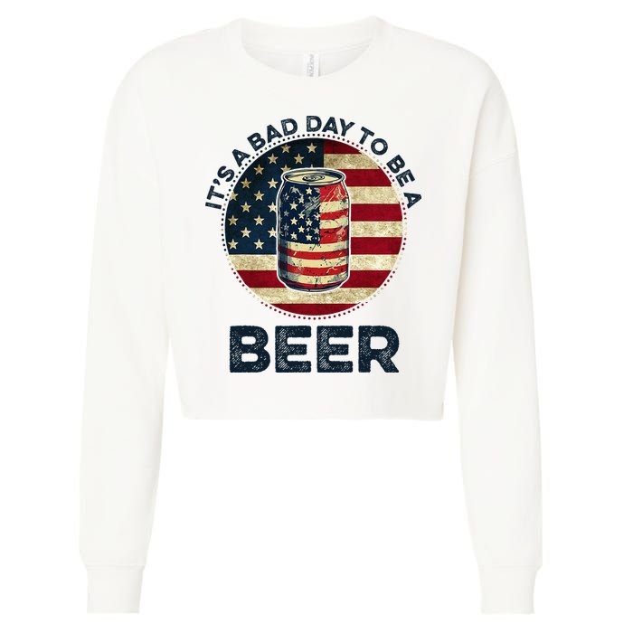 American Flag Beer Glass Its A B.A.D Day To Be A Beer Cropped Pullover Crew
