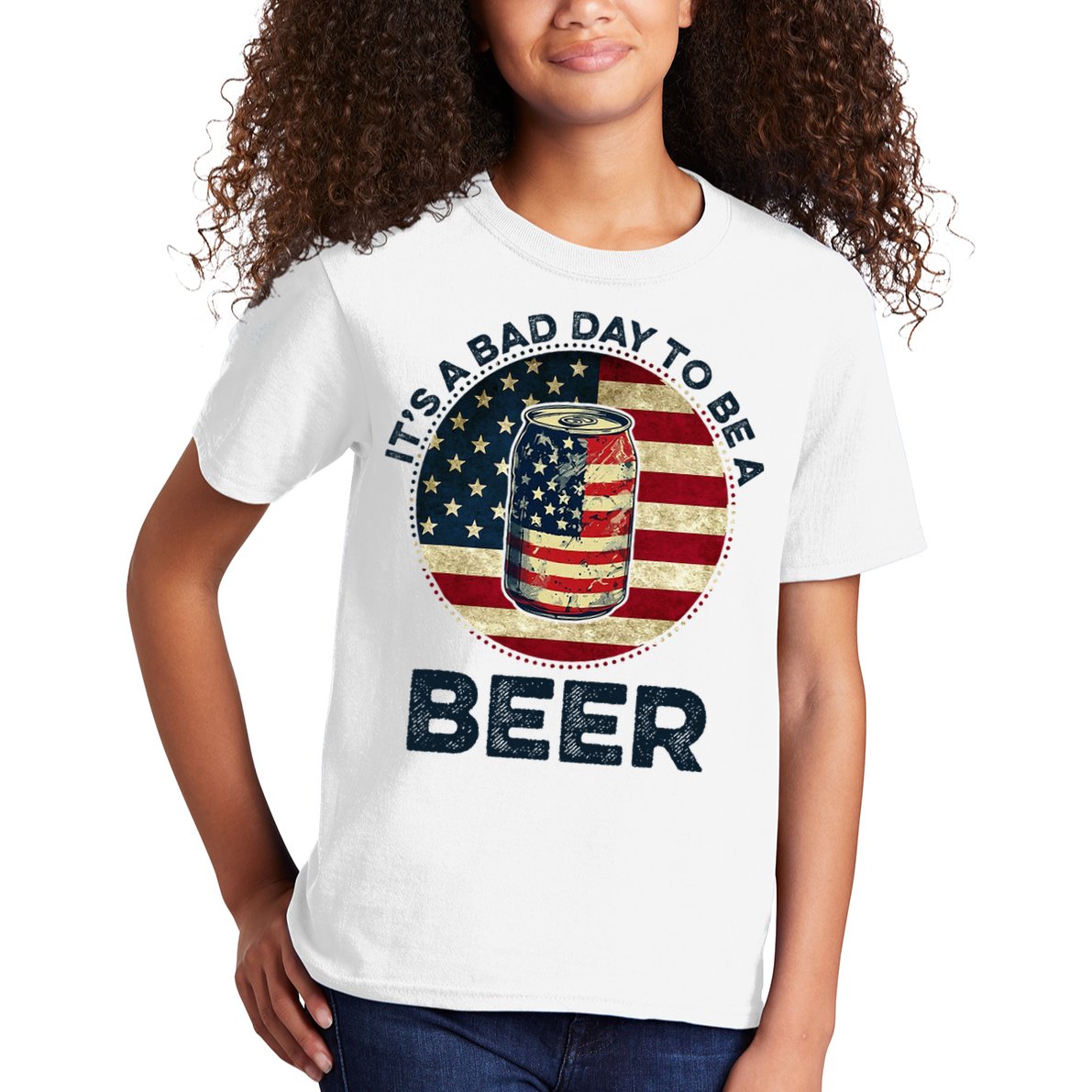 American Flag Beer Glass Its A B.A.D Day To Be A Beer Kids T-Shirt