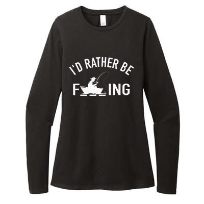 Angler Fishing Boat Fish Fisherman I'd Rather be Fishing Womens CVC Long Sleeve Shirt