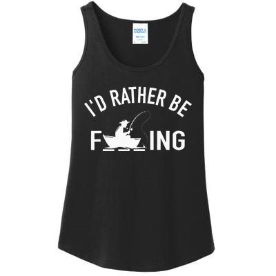 Angler Fishing Boat Fish Fisherman I'd Rather be Fishing Ladies Essential Tank