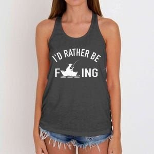 Angler Fishing Boat Fish Fisherman I'd Rather be Fishing Women's Knotted Racerback Tank