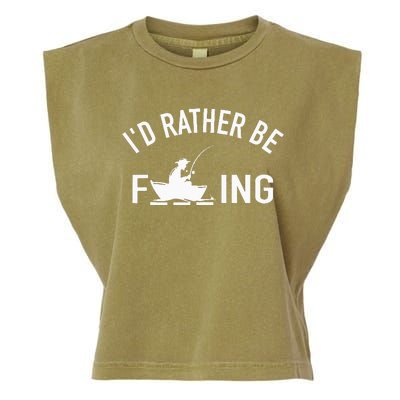 Angler Fishing Boat Fish Fisherman I'd Rather be Fishing Garment-Dyed Women's Muscle Tee