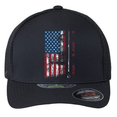 American Flag Billiard Stick Cute Table Game Funny USA Gift Flexfit Unipanel Trucker Cap