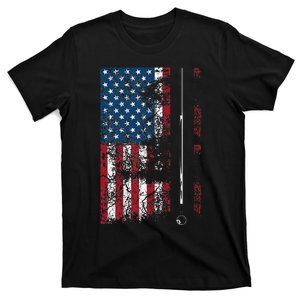 American Flag Billiard Stick Cute Table Game Funny USA Gift T-Shirt