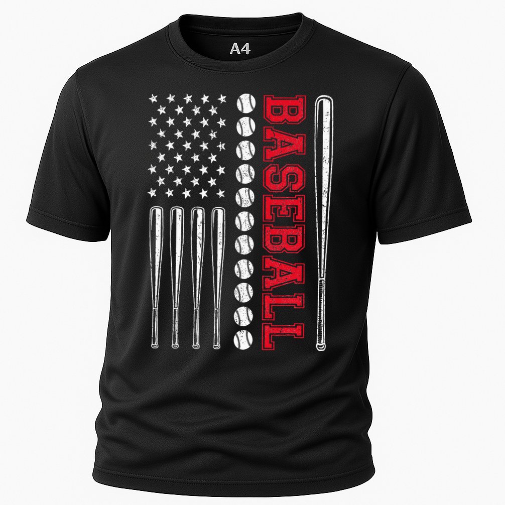 American Flag Baseball Team Gift Cooling Performance Crew T-Shirt