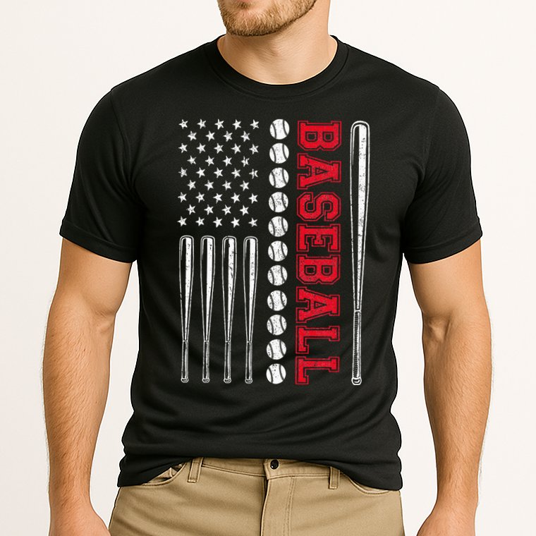 American Flag Baseball Team Gift Cooling Performance Crew T-Shirt