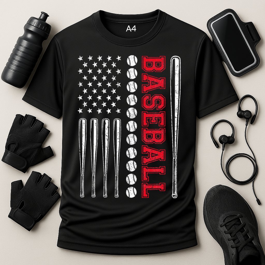 American Flag Baseball Team Gift Cooling Performance Crew T-Shirt