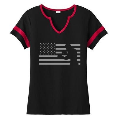 American Flag Boxer Boxing Ladies Halftime Notch Neck Tee