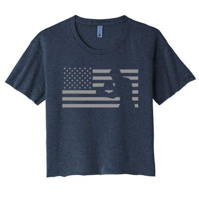 American Flag Boxer Boxing Women's Crop Top Tee