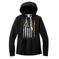 American Flag Billiards Vintage Pool Player Women's Fleece Hoodie