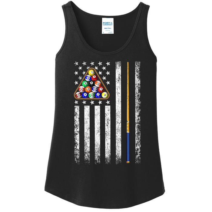 American Flag Billiards Vintage Pool Player Ladies Essential Tank