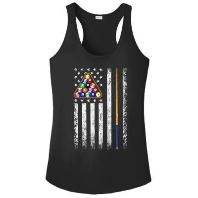 American Flag Billiards Vintage Pool Player Ladies PosiCharge Competitor Racerback Tank