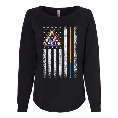 American Flag Billiards Vintage Pool Player Womens California Wash Sweatshirt