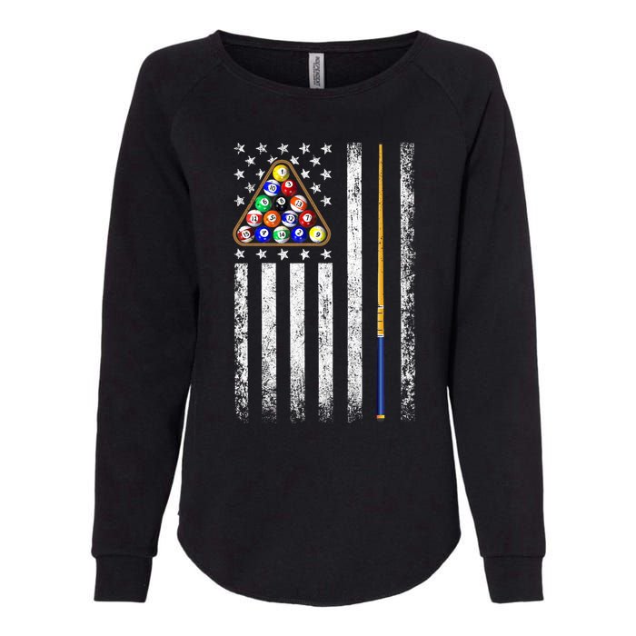 American Flag Billiards Vintage Pool Player Womens California Wash Sweatshirt