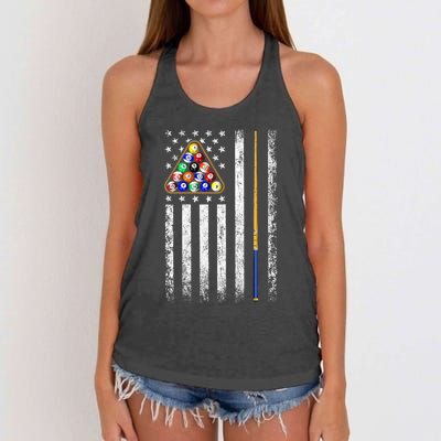 American Flag Billiards Vintage Pool Player Women's Knotted Racerback Tank