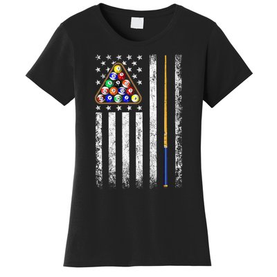 American Flag Billiards Vintage Pool Player Women's T-Shirt