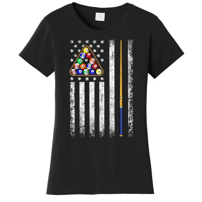 American Flag Billiards Vintage Pool Player Women's T-Shirt