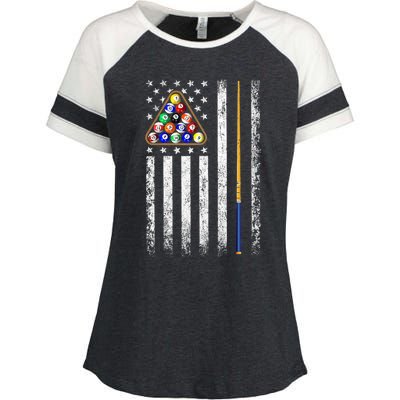 American Flag Billiards Vintage Pool Player Enza Ladies Jersey Colorblock Tee