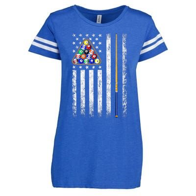 American Flag Billiards Vintage Pool Player Enza Ladies Jersey Football T-Shirt