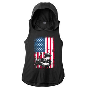 American Flag Baseball Team Gift Gift Ladies PosiCharge Tri-Blend Wicking Draft Hoodie Tank