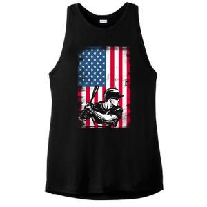 American Flag Baseball Team Gift Gift Ladies PosiCharge Tri-Blend Wicking Tank