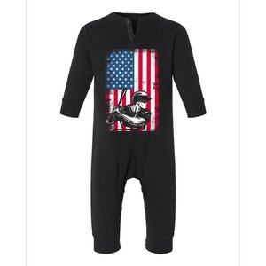 American Flag Baseball Team Gift Gift Infant Fleece One Piece