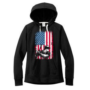 American Flag Baseball Team Gift Gift Women's Fleece Hoodie