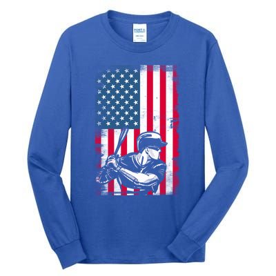 American Flag Baseball Team Gift Gift Tall Long Sleeve T-Shirt