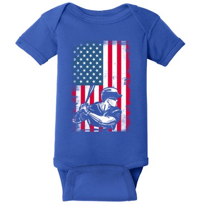 American Flag Baseball Team Gift Gift Baby Bodysuit