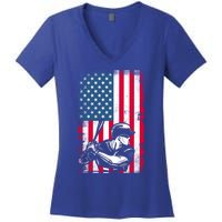 American Flag Baseball Team Gift Gift Women's V-Neck T-Shirt