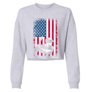 American Flag Baseball Team Gift Gift Cropped Pullover Crew