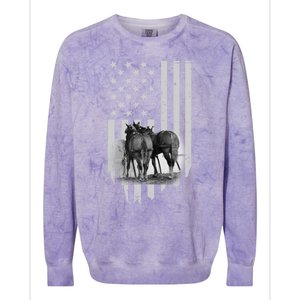 American Flag Belgian Draft Horses Gift For Farmer Meaningful Gift Colorblast Crewneck Sweatshirt