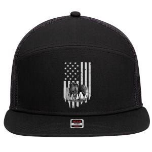 American Flag Belgian Draft Horses Gift For Farmer Meaningful Gift 7 Panel Mesh Trucker Snapback Hat