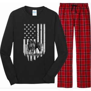 American Flag Belgian Draft Horses Gift For Farmer Meaningful Gift Long Sleeve Pajama Set