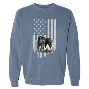 American Flag Belgian Draft Horses Gift For Farmer Meaningful Gift Garment-Dyed Sweatshirt