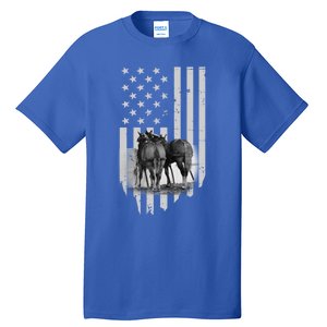 American Flag Belgian Draft Horses Gift For Farmer Meaningful Gift Tall T-Shirt