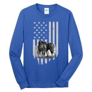 American Flag Belgian Draft Horses Gift For Farmer Meaningful Gift Tall Long Sleeve T-Shirt