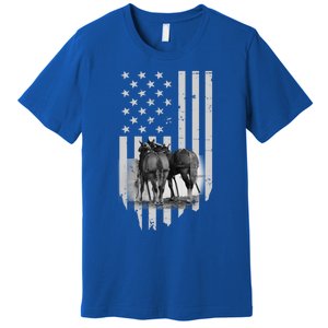 American Flag Belgian Draft Horses Gift For Farmer Meaningful Gift Premium T-Shirt