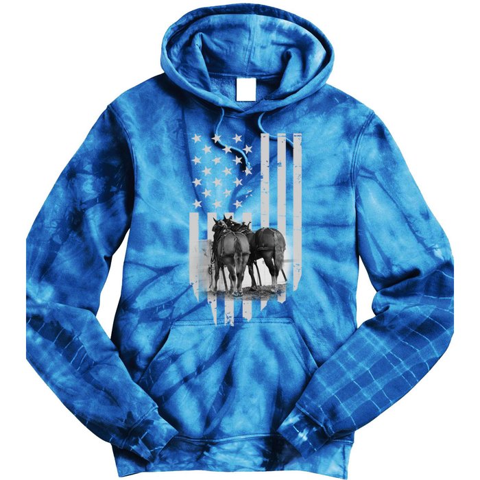 American Flag Belgian Draft Horses Gift For Farmer Meaningful Gift Tie Dye Hoodie