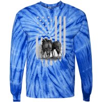 American Flag Belgian Draft Horses Gift For Farmer Meaningful Gift Tie-Dye Long Sleeve Shirt