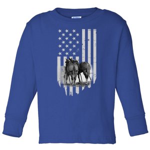 American Flag Belgian Draft Horses Gift For Farmer Meaningful Gift Toddler Long Sleeve Shirt