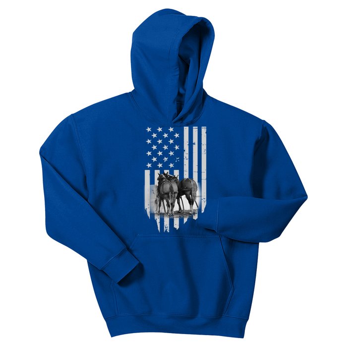 American Flag Belgian Draft Horses Gift For Farmer Meaningful Gift Kids Hoodie