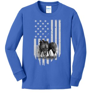 American Flag Belgian Draft Horses Gift For Farmer Meaningful Gift Kids Long Sleeve Shirt