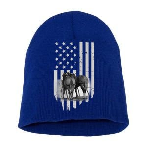 American Flag Belgian Draft Horses Gift For Farmer Meaningful Gift Short Acrylic Beanie