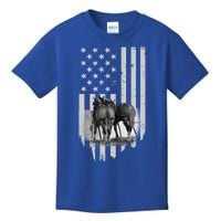 American Flag Belgian Draft Horses Gift For Farmer Meaningful Gift Kids T-Shirt